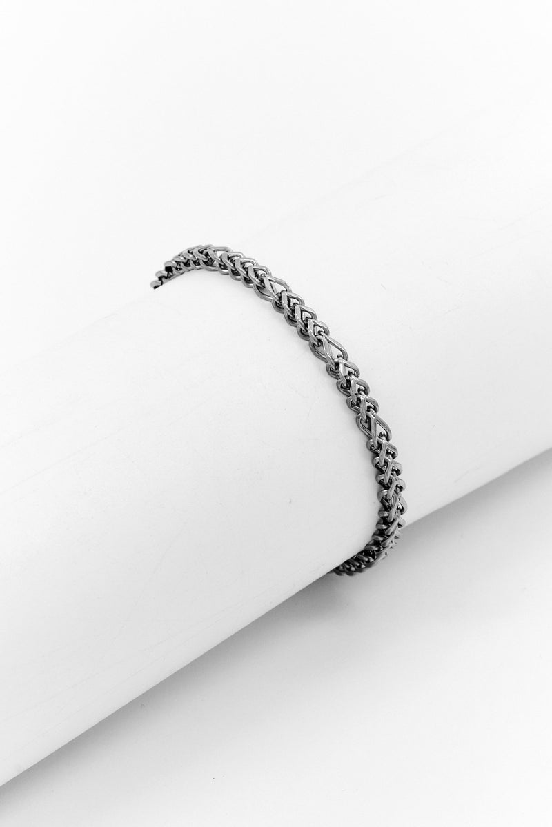 Steeltime Men Stainless Steel Figaro Link Chain Bracelet, Silver - Image 1